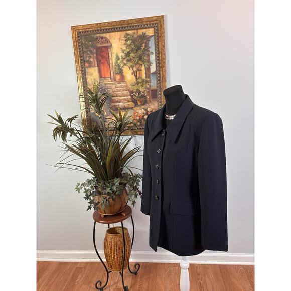 Le Suit Women Jacket 6 Mob Wife 5 Buttons Front Navy Blue Office Siren Lined - Picture 5 of 9